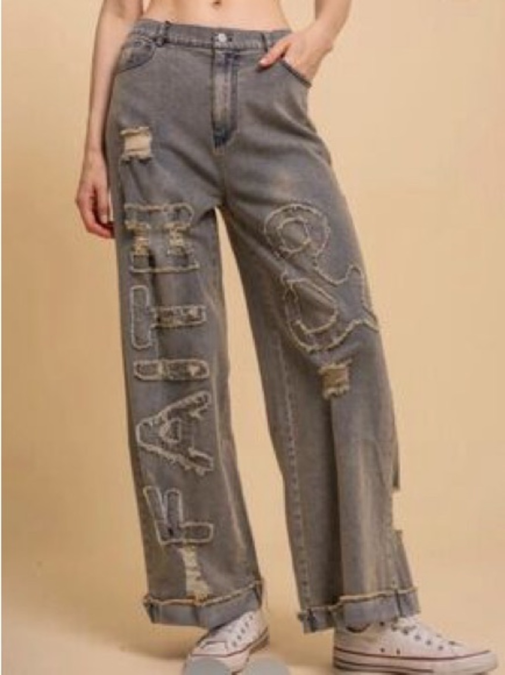 NEW! Blue Velvet Distressed Faith & Love Distressed Denim Wide Leg Jeans